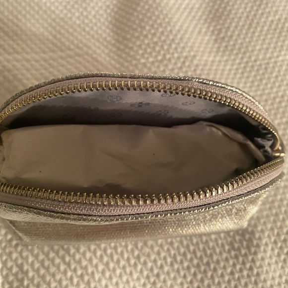 Tory Burch Bags Tory Burch Silver Metallic Cosmetic Bag Poshmark